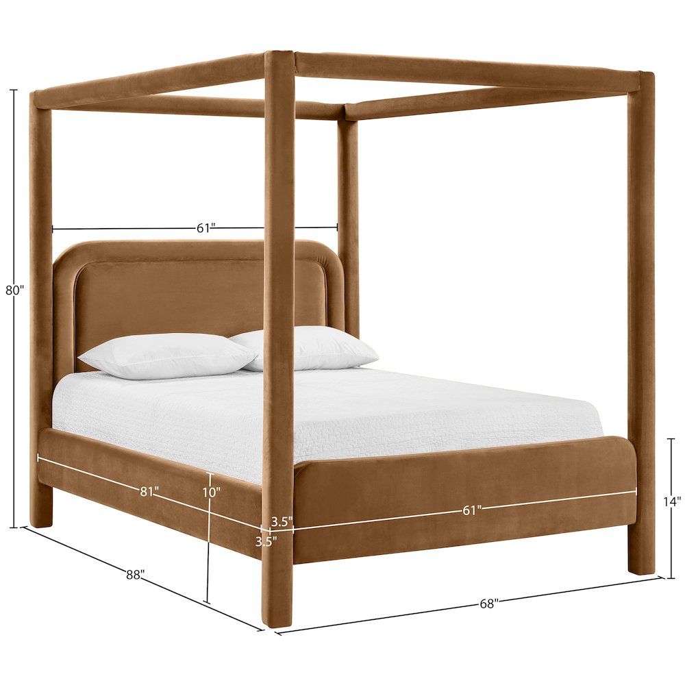 Salina Saddle Velvet Upholstered Queen Bed