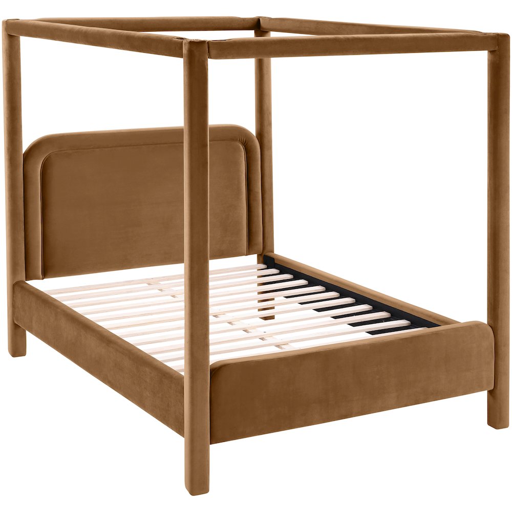 Salina Saddle Velvet Upholstered Queen Bed