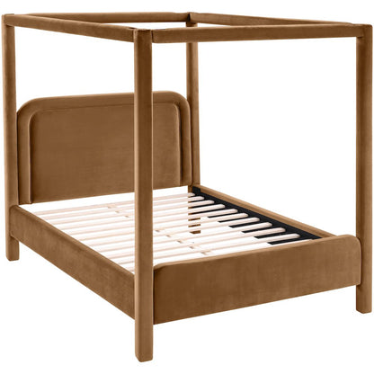Salina Saddle Velvet Upholstered Queen Bed