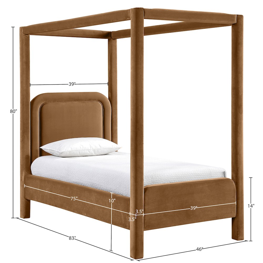 Salina Saddle Velvet Upholstered Twin Bed