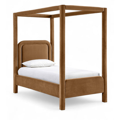 Salina Saddle Velvet Upholstered Twin Bed