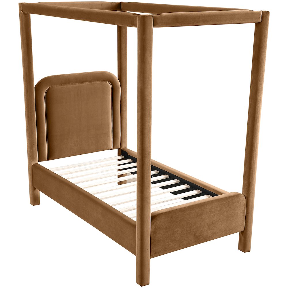 Salina Saddle Velvet Upholstered Twin Bed