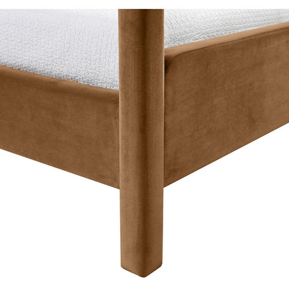 Salina Saddle Velvet Upholstered Twin Bed