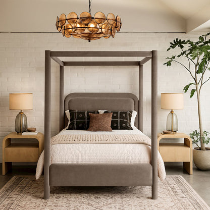 Salina Taupe Velvet Upholstered Full Bed