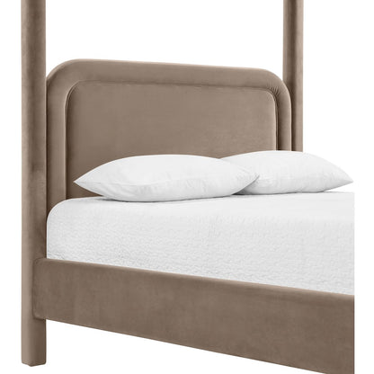 Salina Taupe Velvet Upholstered Full Bed