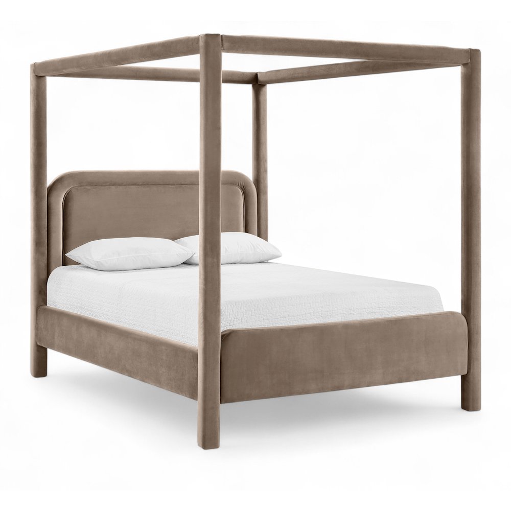 Salina Taupe Velvet Upholstered King Bed