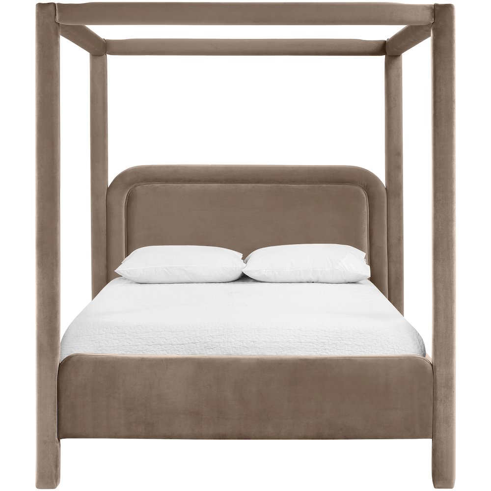 Salina Taupe Velvet Upholstered King Bed