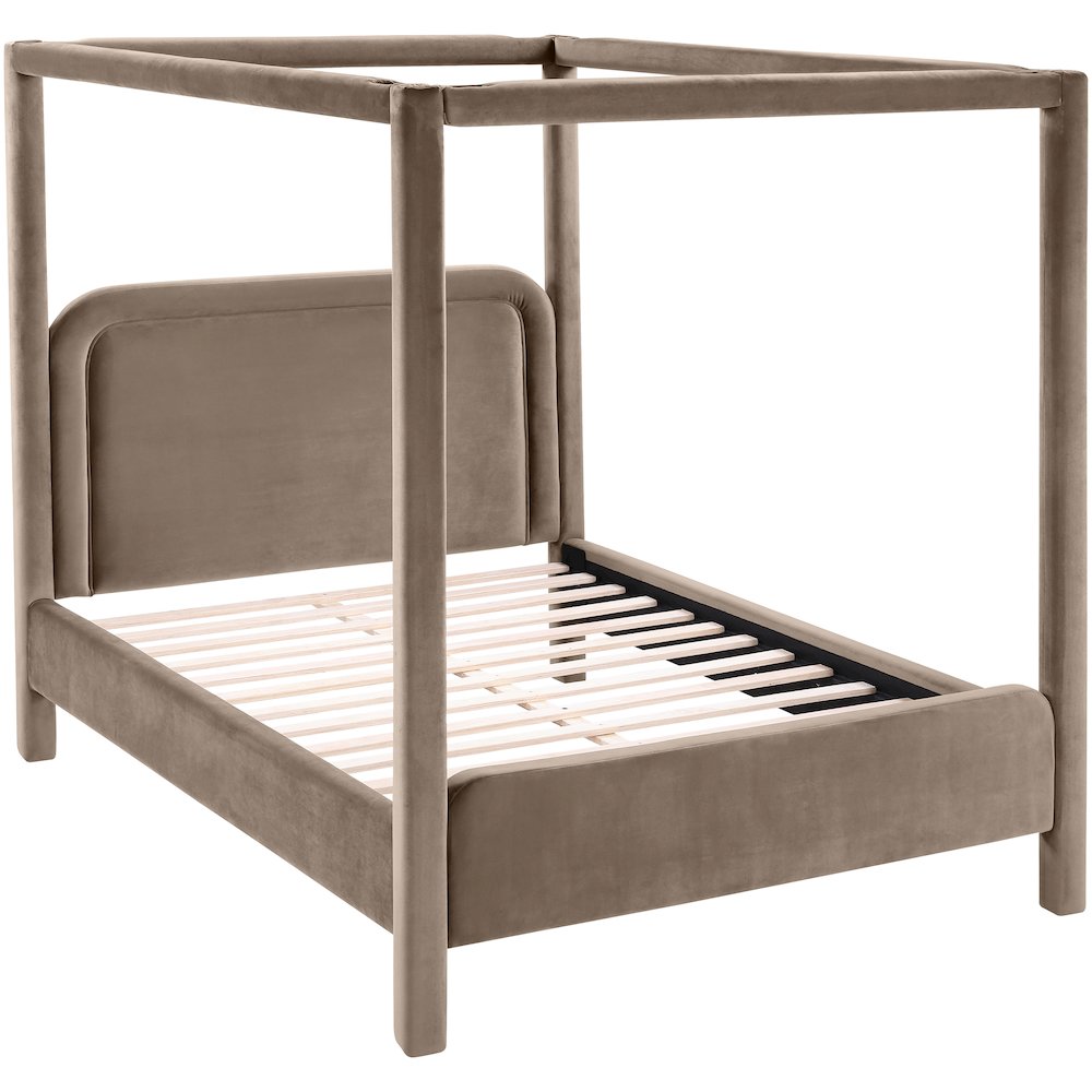 Salina Taupe Velvet Upholstered King Bed