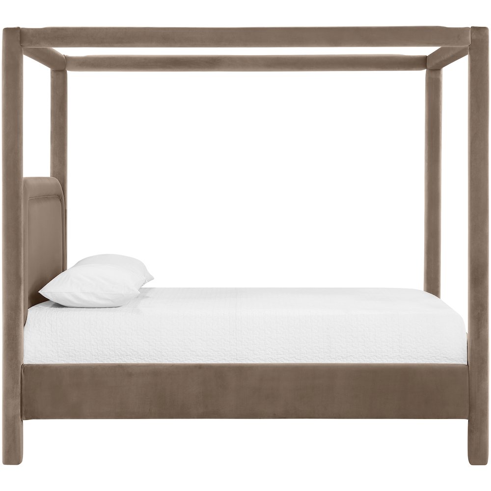 Salina Taupe Velvet Upholstered Queen Bed