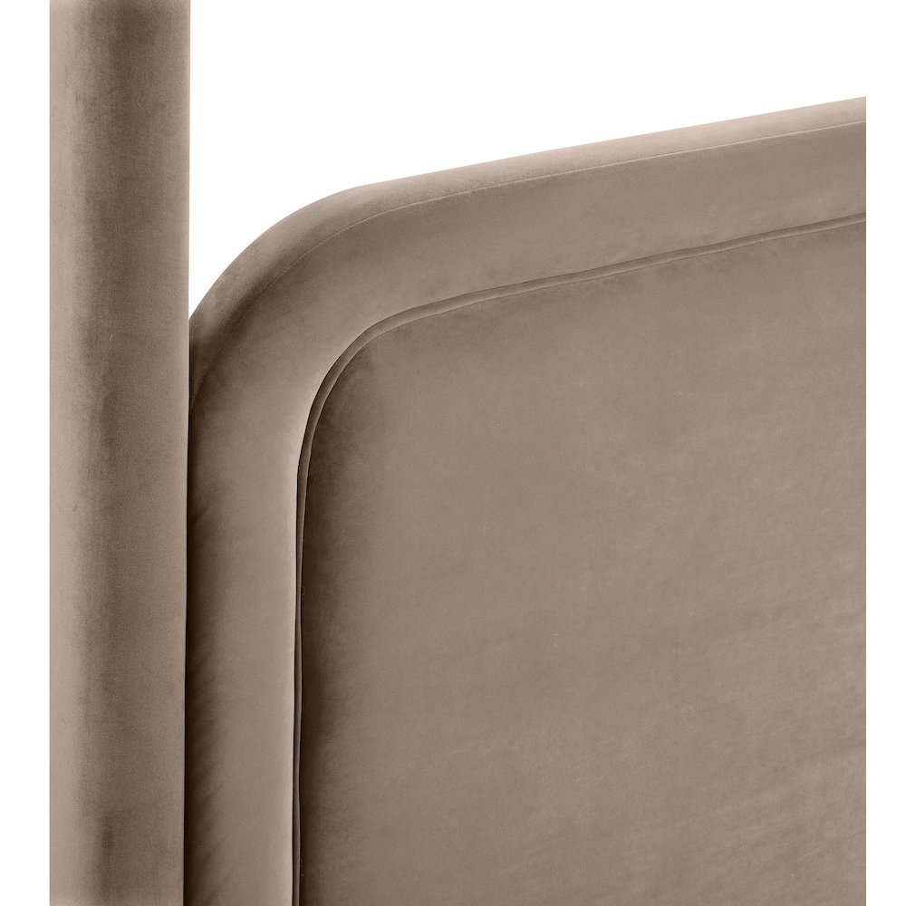 Salina Taupe Velvet Upholstered Queen Bed