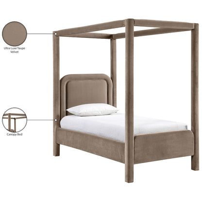 Salina Taupe Velvet Upholstered Twin Bed