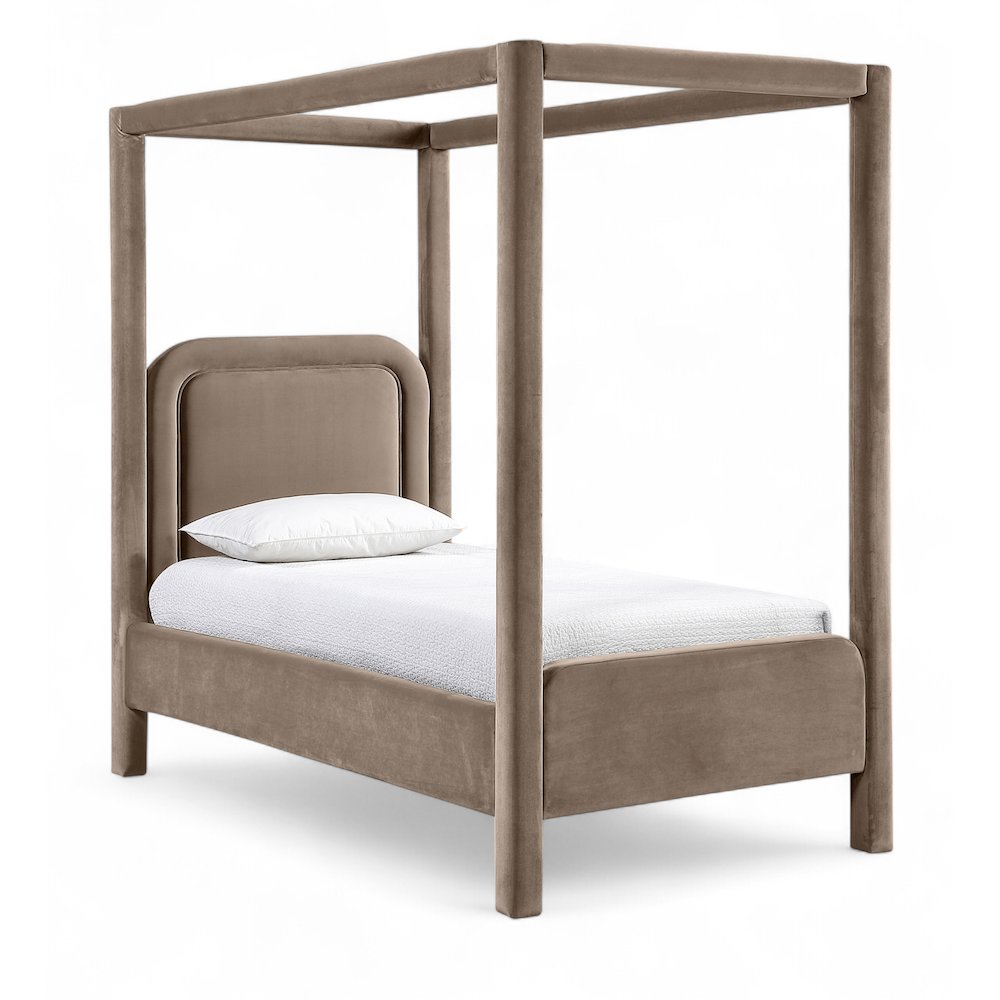 Salina Taupe Velvet Upholstered Twin Bed