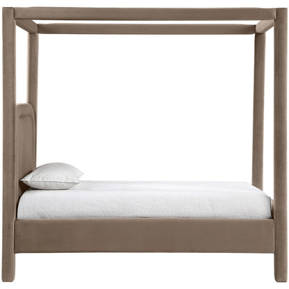 Salina Taupe Velvet Upholstered Twin Bed