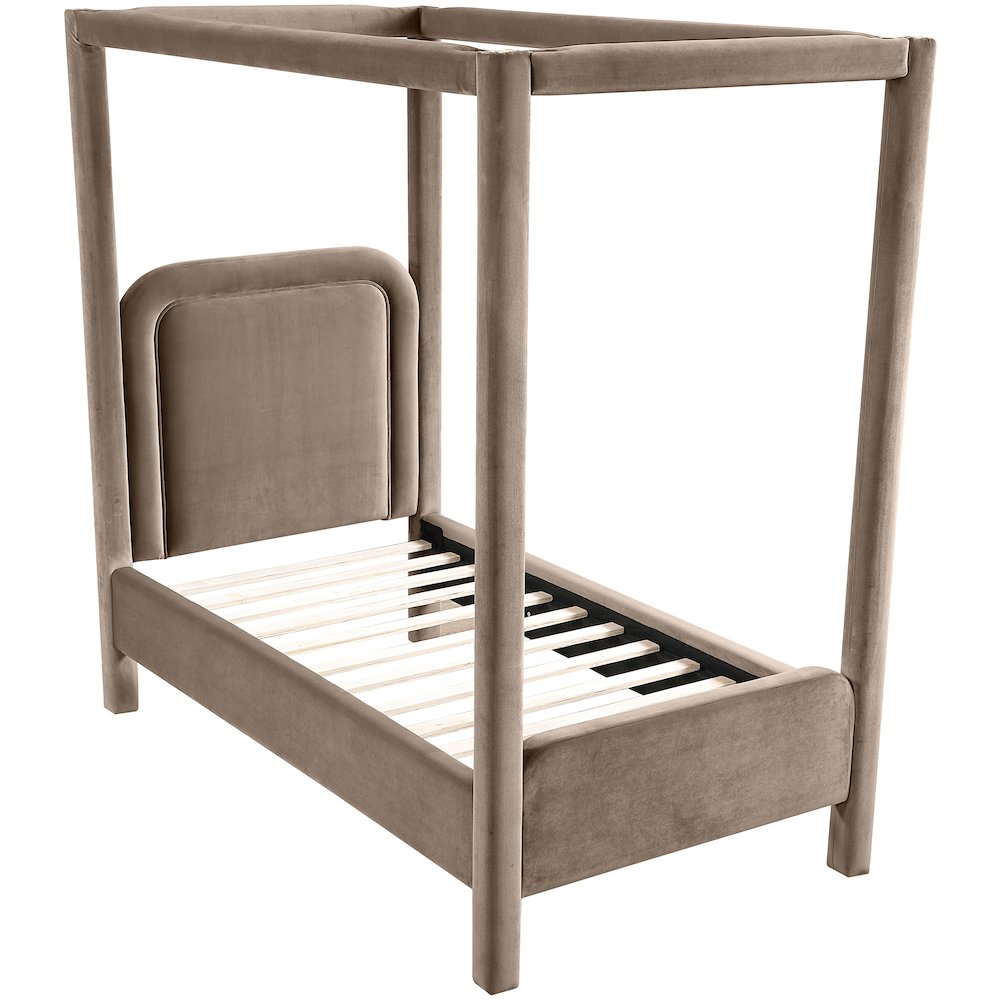 Salina Taupe Velvet Upholstered Twin Bed