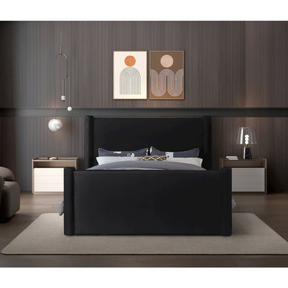 Elias Black Velvet Full Bed