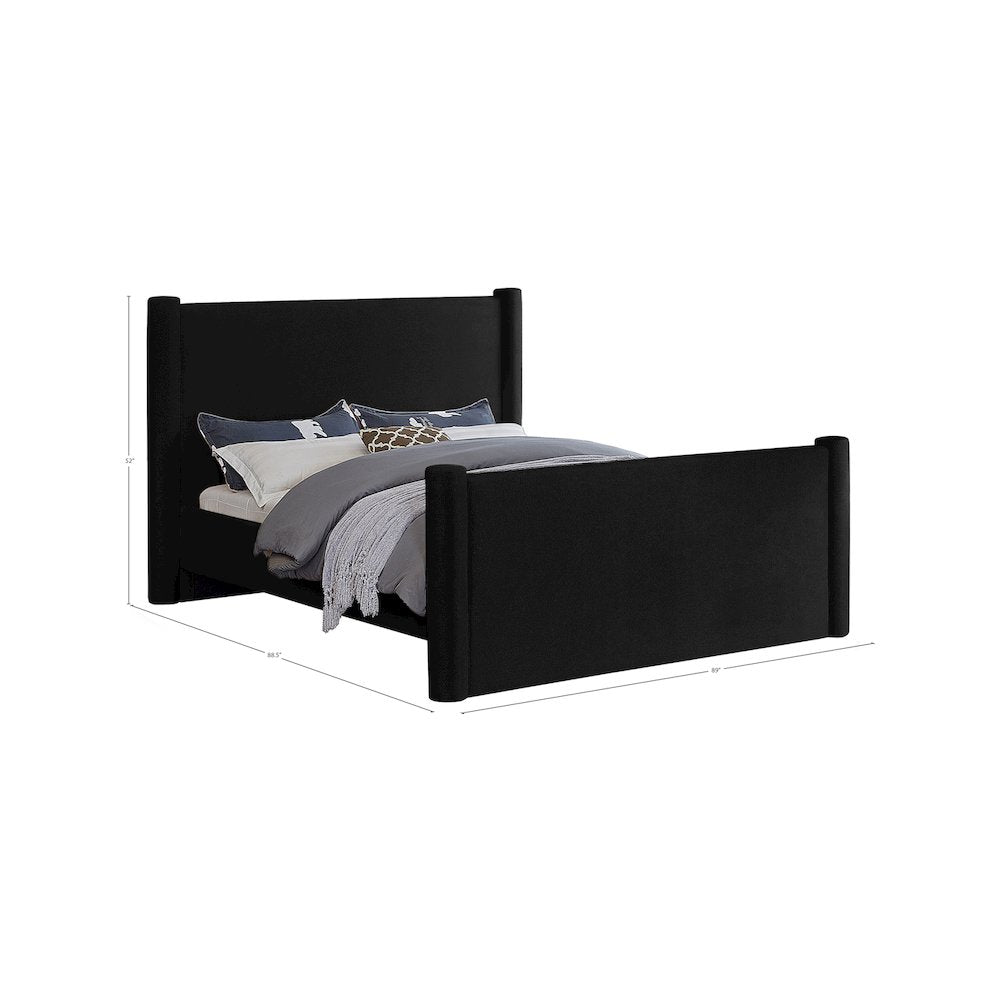Elias Black Velvet King Bed