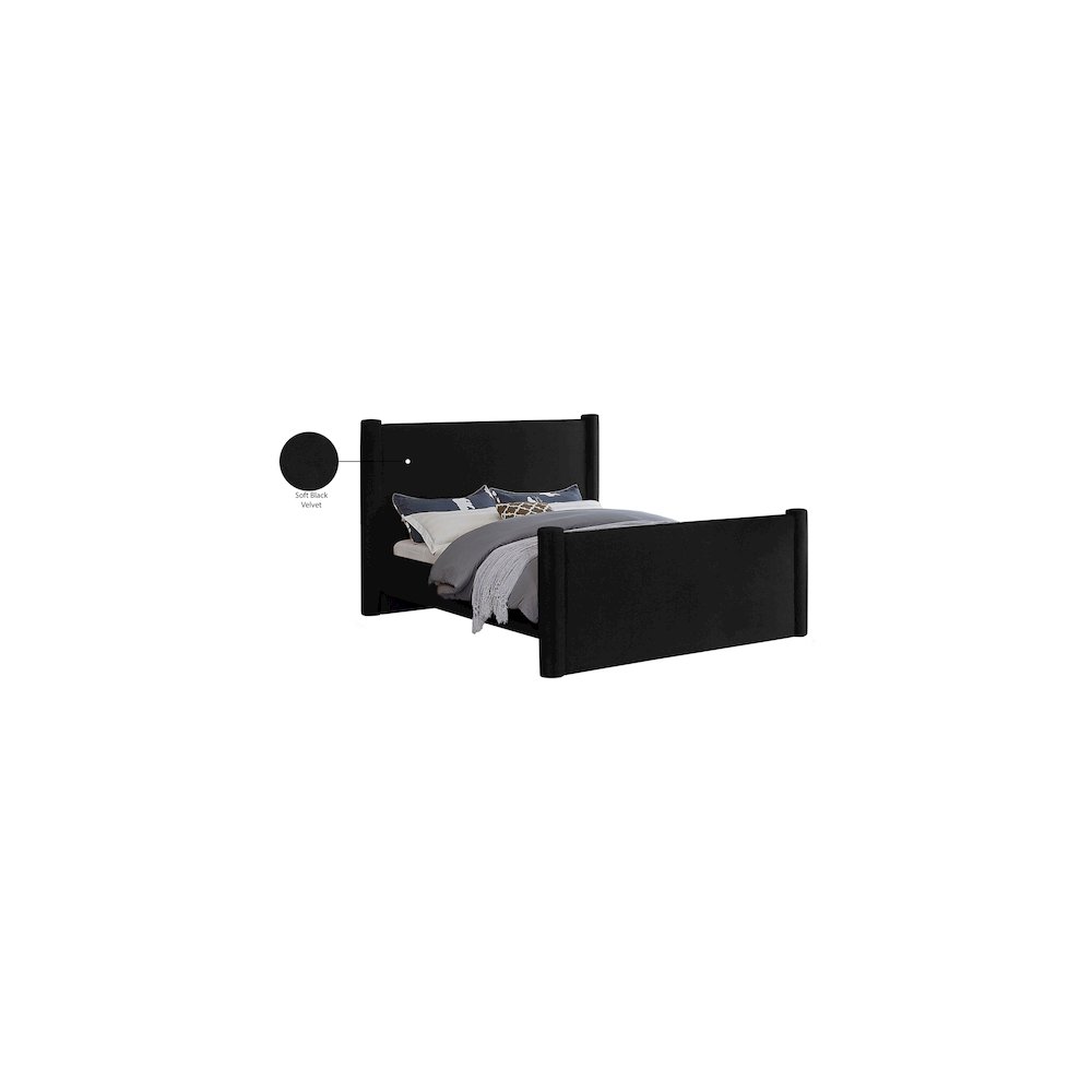 Elias Black Velvet King Bed