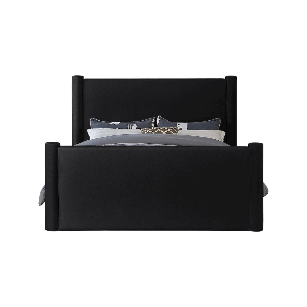 Elias Black Velvet Queen Bed
