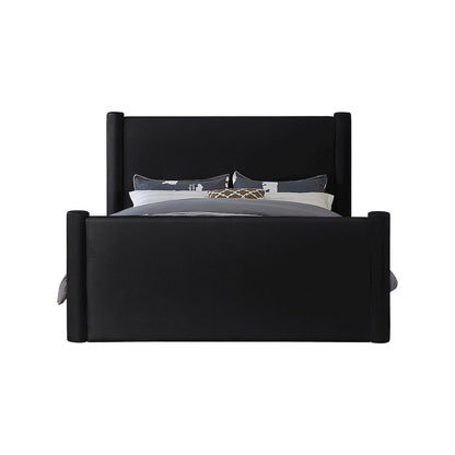 Elias Black Velvet Queen Bed