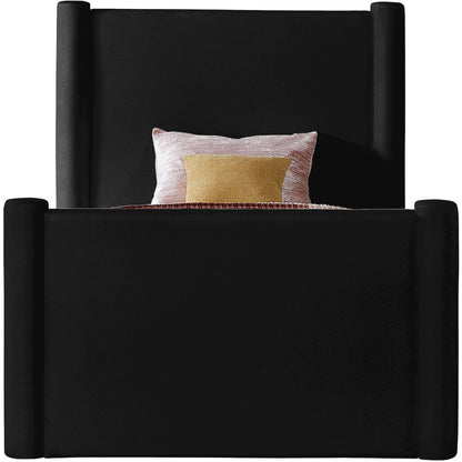 Elias Black Velvet Twin Bed