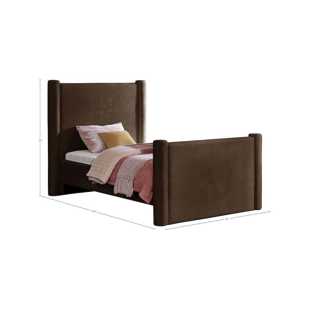 Elias Brown Velvet Twin Bed