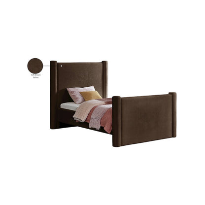 Elias Brown Velvet Twin Bed
