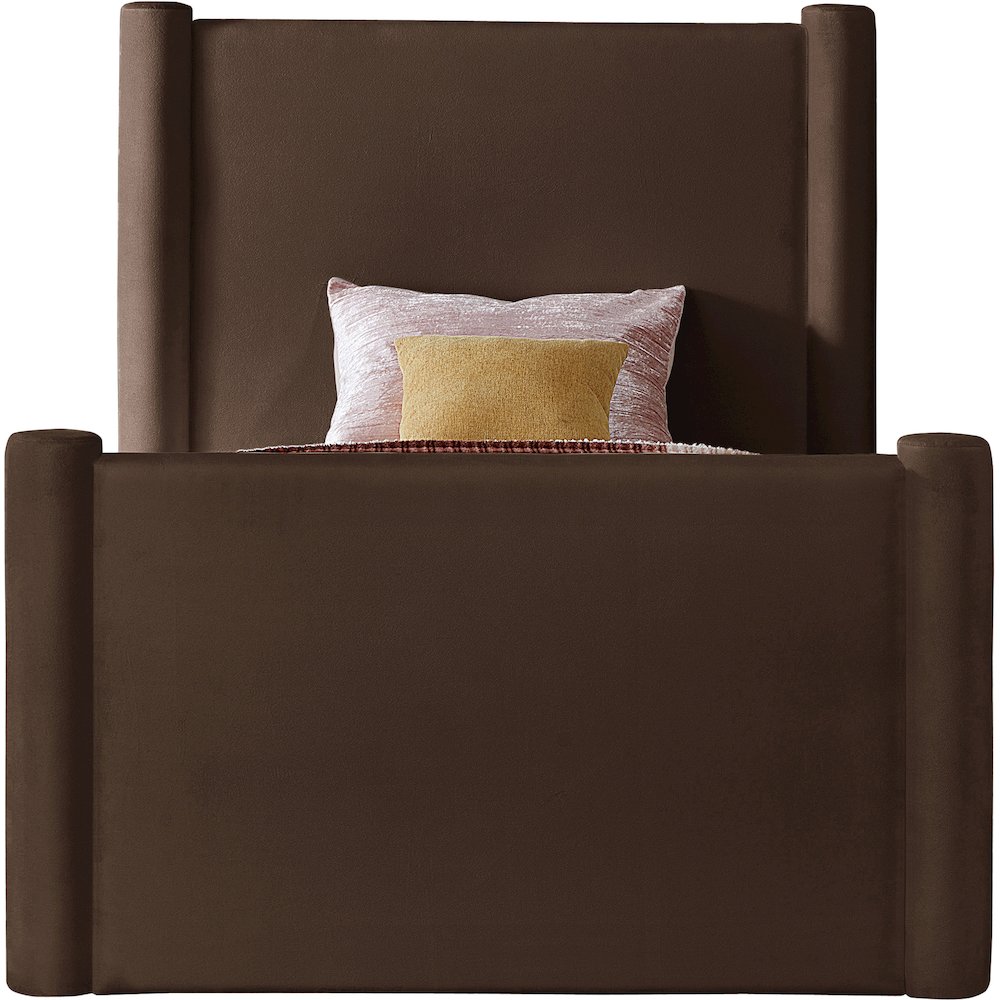 Elias Brown Velvet Twin Bed