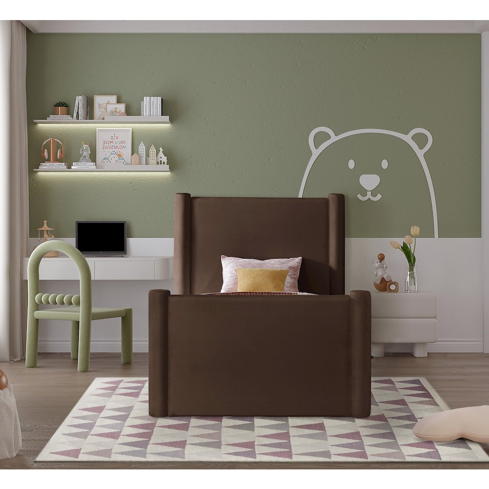 Elias Brown Velvet Twin Bed