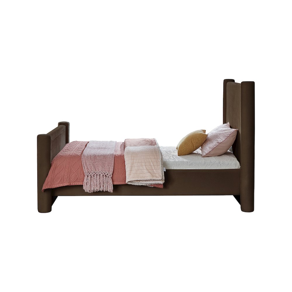 Elias Brown Velvet Twin Bed
