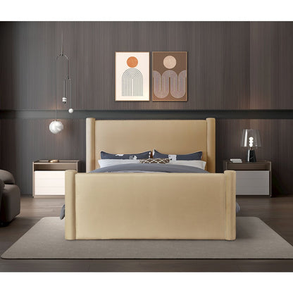 Elias Camel Velvet Full Bed