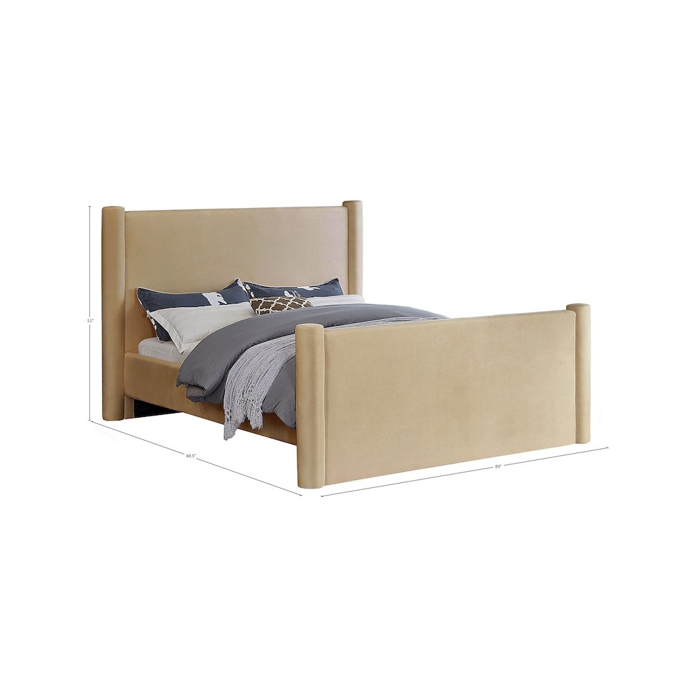 Elias Camel Velvet King Bed