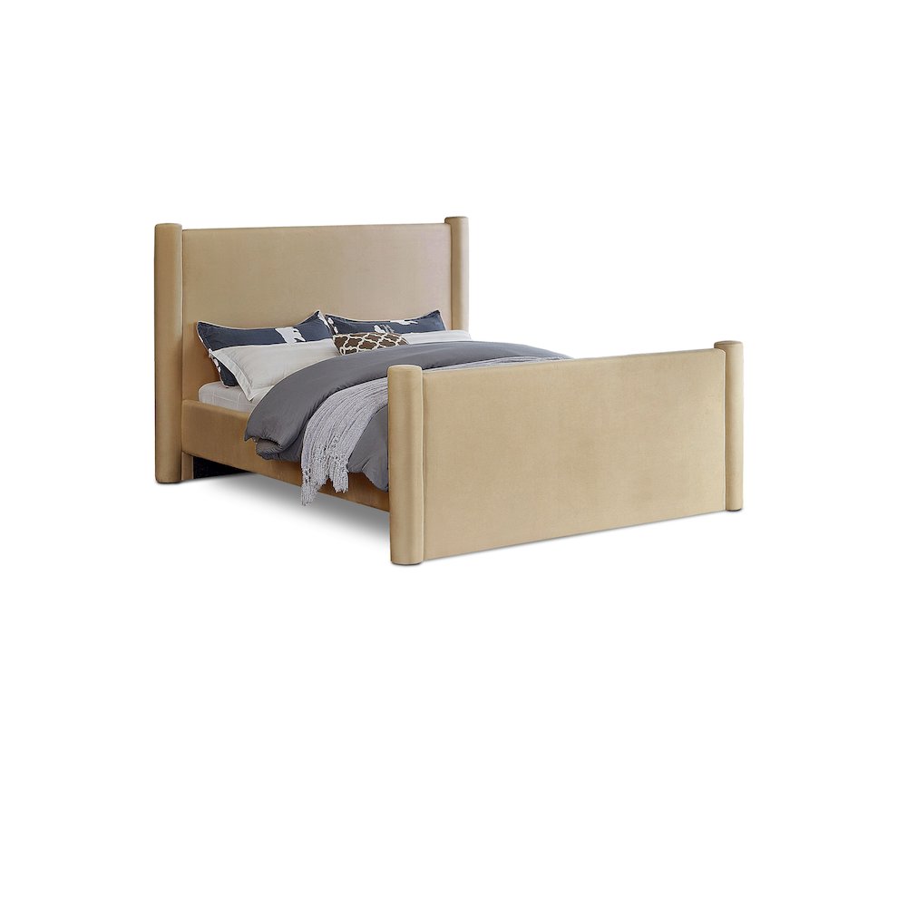 Elias Camel Velvet King Bed