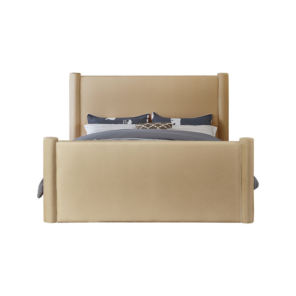 Elias Camel Velvet King Bed