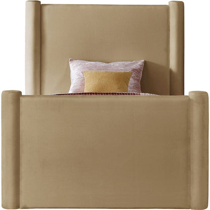 Elias Camel Velvet Twin Bed