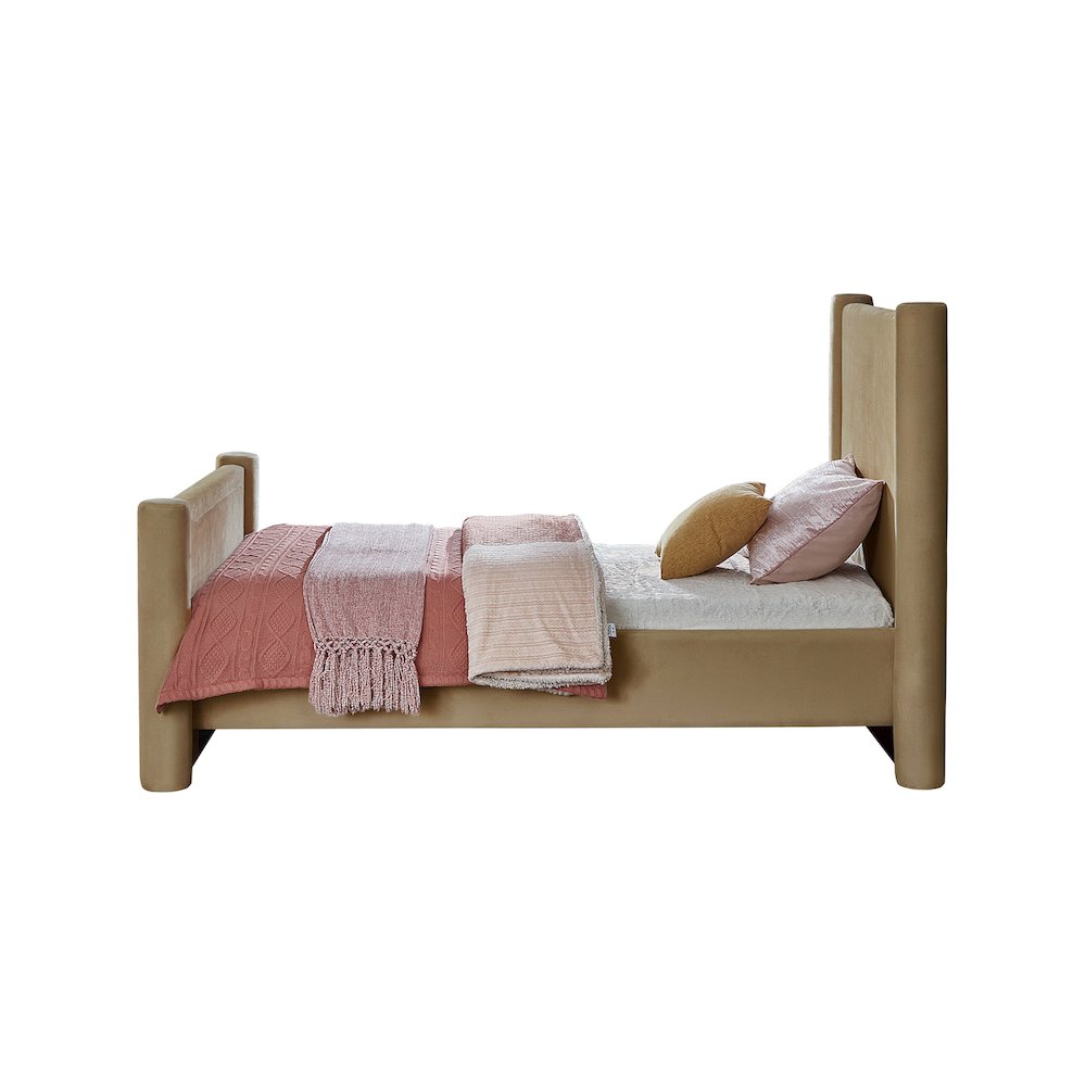 Elias Camel Velvet Twin Bed