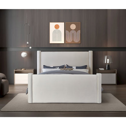 Elias Cream Velvet Full Bed