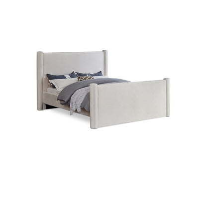 Elias Cream Velvet Queen Bed