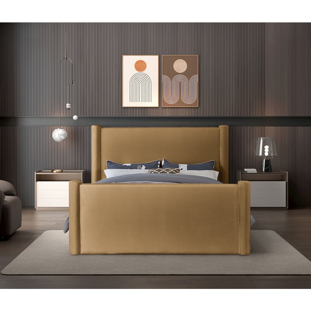Elias Saddle Velvet King Bed
