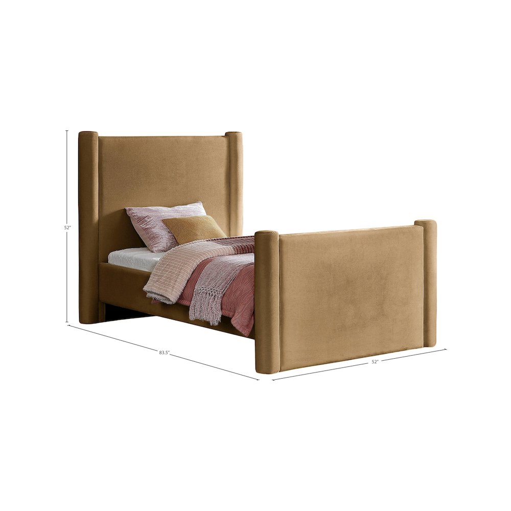 Elias Saddle Velvet Twin Bed