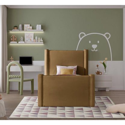 Elias Saddle Velvet Twin Bed