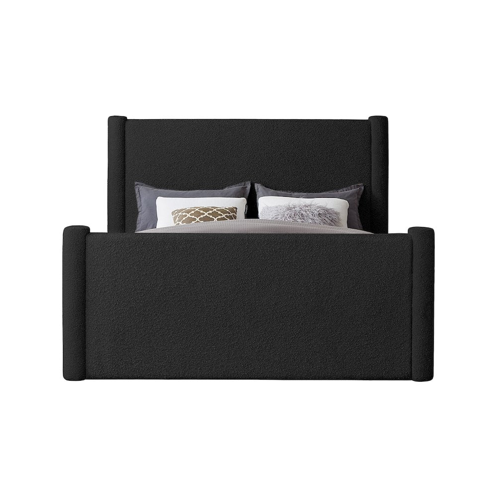 Elias Black Boucle Fabric Full Bed