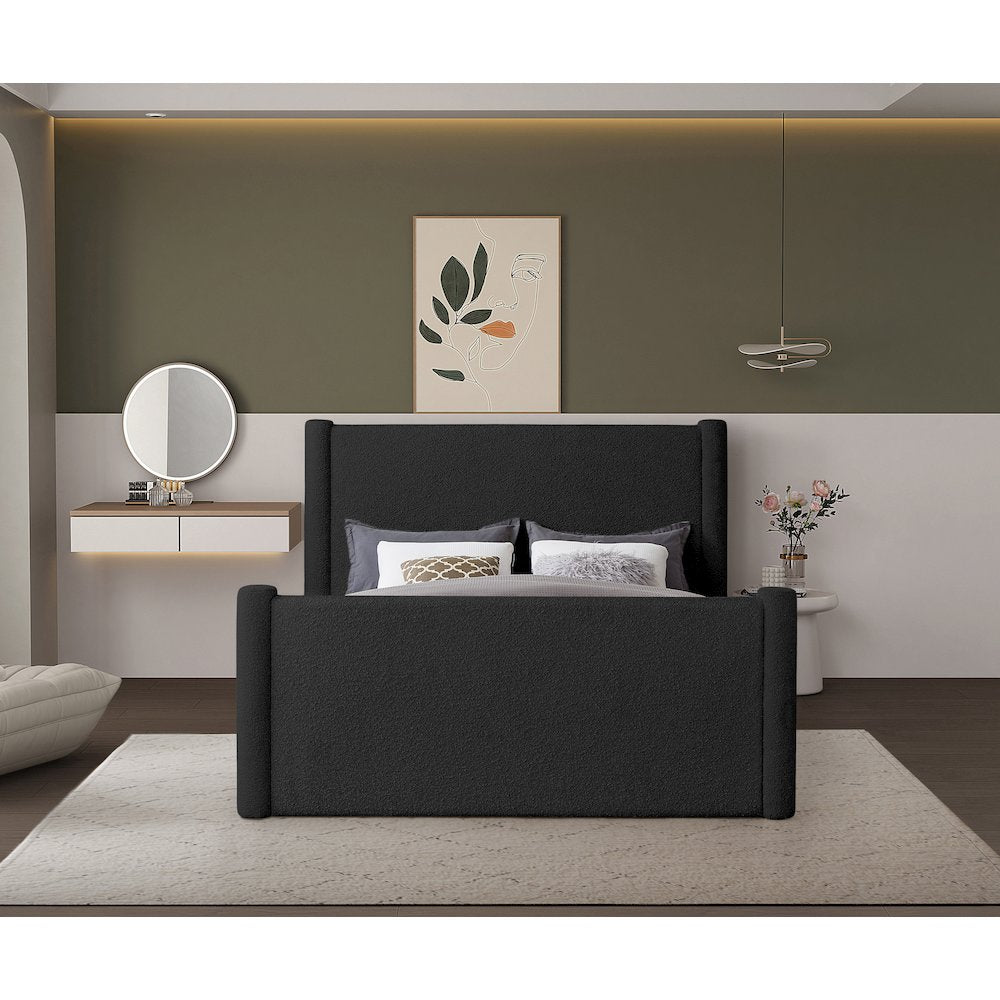 Elias Black Boucle Fabric Full Bed