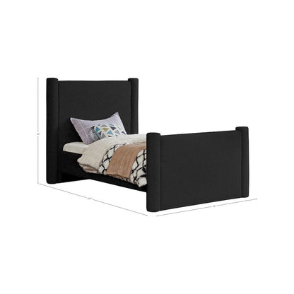 Elias Black Boucle Fabric Twin Bed