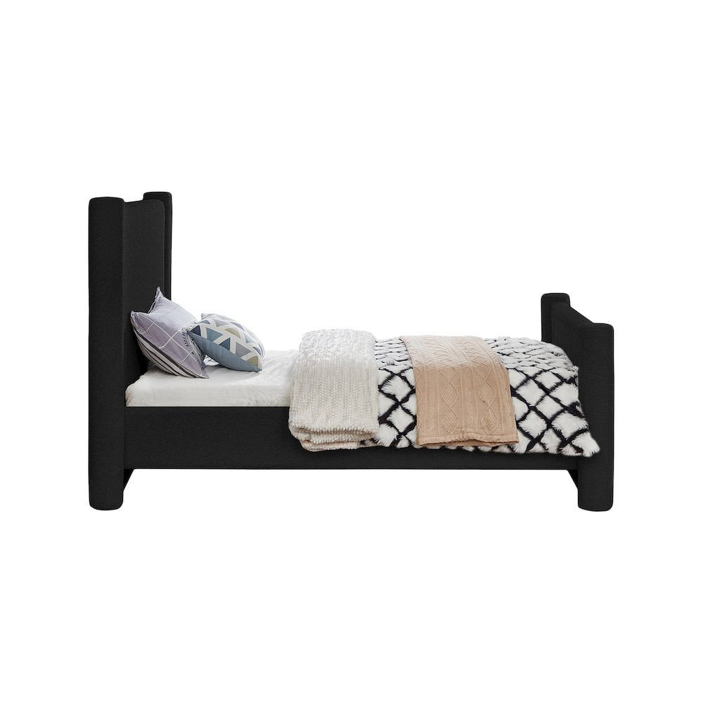 Elias Black Boucle Fabric Twin Bed