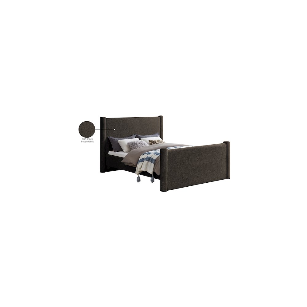 Elias Brown Boucle Fabric Full Bed