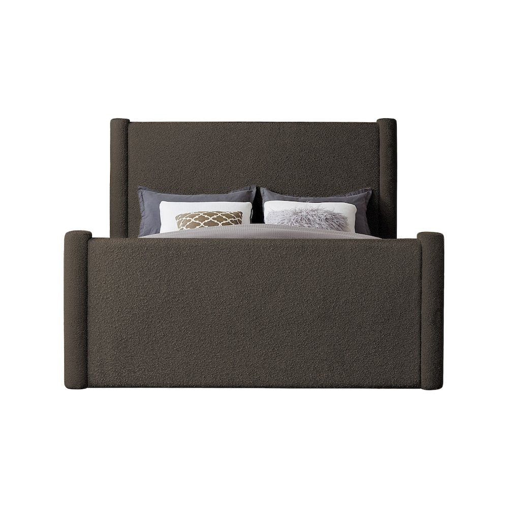 Elias Brown Boucle Fabric King Bed