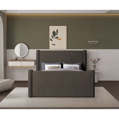 Elias Brown Boucle Fabric King Bed