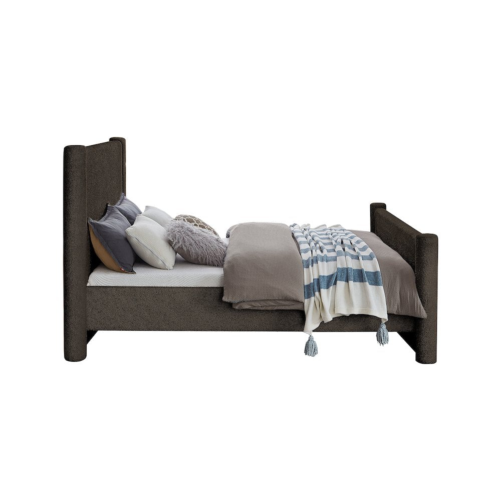 Elias Brown Boucle Fabric Queen Bed