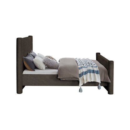 Elias Brown Boucle Fabric Queen Bed