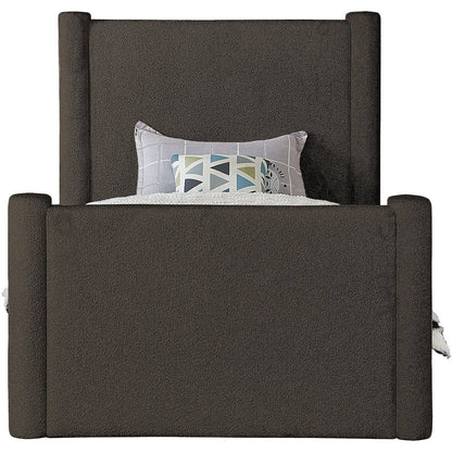 Elias Brown Boucle Fabric Twin Bed